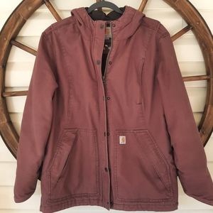 Women's Carhartt Full Swing Quick Duck Jacket Purple Maroon Large